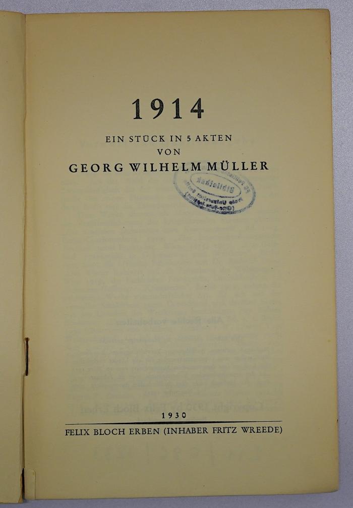 SA 2002 : 1914 - Ein Stück in 5 Akten (1930)