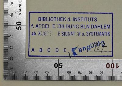 SA 220 : Das Ende des Kapitalismus (1931);- (Bibliothek des Instituts für Arbeiterbildung Berlin-Dahlem), Stempel: Name, Berufsangabe/Titel/Branche, Ortsangabe, Signatur; 'Bibliothek d. Instituts f. Arbeiterbildung BLN-Dahlem ab: XI/69 Neue Signatur u. Systematik F 927'. 