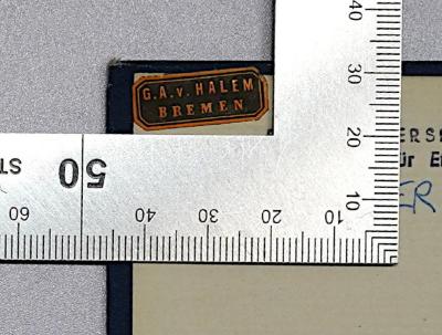 - (Halem, G. A. von;G. A. v. Halem, Export- u. Verlagsbuchhandlung (Bremen) ), Etikett: Name, Ortsangabe; ' G. A. v. Halem / Bremen'.  (Prototyp);Ig 574 : Indianerstudien in Zentralbrasilien : Erlebnisse und ethnologische Ergebnisse einer Reise in den Jahren 1900 bis 1901 (1905)
