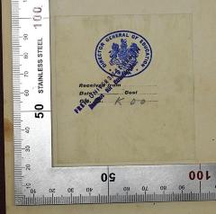 - (Bureau of Education Simla), Etikett: Berufsangabe/Titel/Branche, Ortsangabe, Signatur; 'Director General of Education India
Received from:
Date:
Cost:
[Cat.] [Nr.] K 00'. 