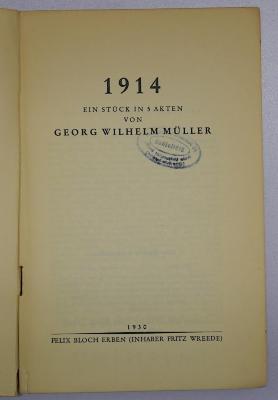 SA 2002 : 1914 - Ein Stück in 5 Akten (1930)