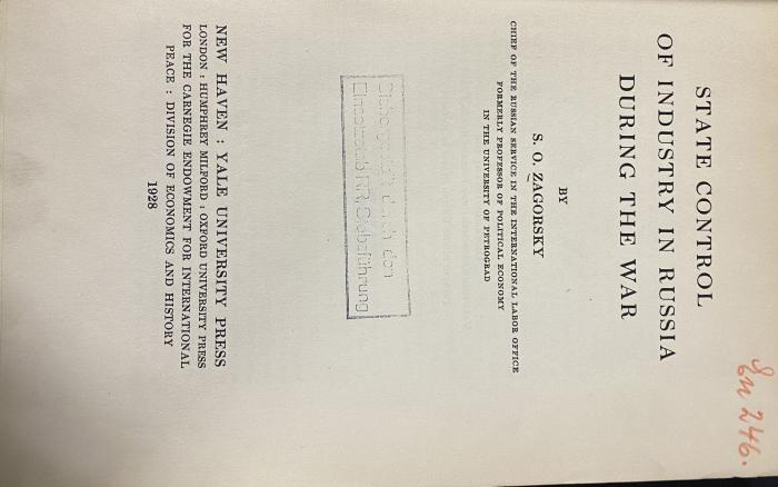 00/11992 : State control of industry in Russia during the war (1928)