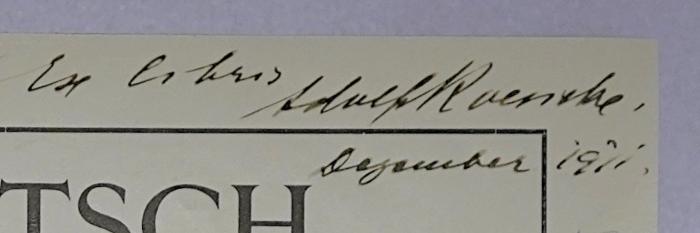 Ig 572-2&lt;4.o&gt; :  Deutsch Neu-Guinea. 2 (1911);- (Roesicke, Adolf), Von Hand: Autogramm, Name, Datum; 'Ex libris Adolf Roesicke Dezember 1911.'. 