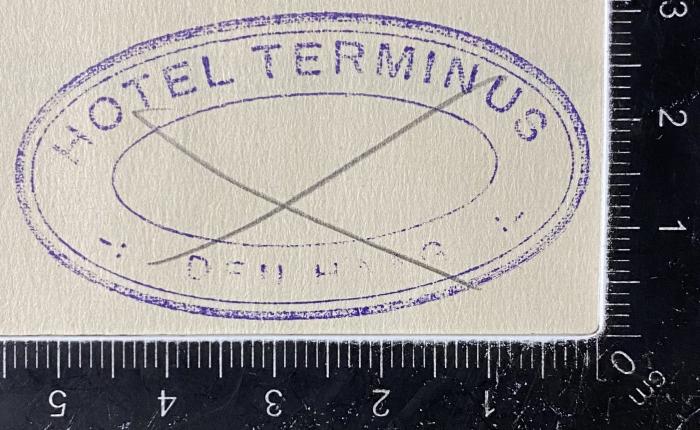 - (Hotel Terminus), Stempel: Name; 'Hotel Terminus Den Haag'.  (Prototyp)
