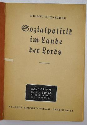 SH 1704 : Sozialpolitik im Lande der Lords (1940)