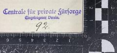- (Centrale für private Fürsorge), Stempel: Name; 'Centrale für private Fürsorge eingetragener Verein'.  (Prototyp)
