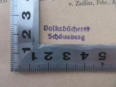 - (Volksbücherei Berlin Schöneberg), Stempel: Berufsangabe/Titel/Branche, Ortsangabe; 'Volksbücherei Schöneberg'.  (Prototyp)