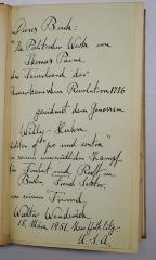 - (Huhn, Willy;Wenderich, Walter), Von Hand: Widmung; 'Dieses Buch: Die politischen Werke von Thomas Paine, der Feuerbrand der Amerikanischen Revolution 1776 gewidmet dem Genossen Willy Huhn
Editor of "pro und contra" in seinem unermüdlichen Kampf für Freiheit und ... in Berlin, French Sektor, von seinem Freund Walter [Wenderich] 18. März 1951. New York City. U.S.A.'. 