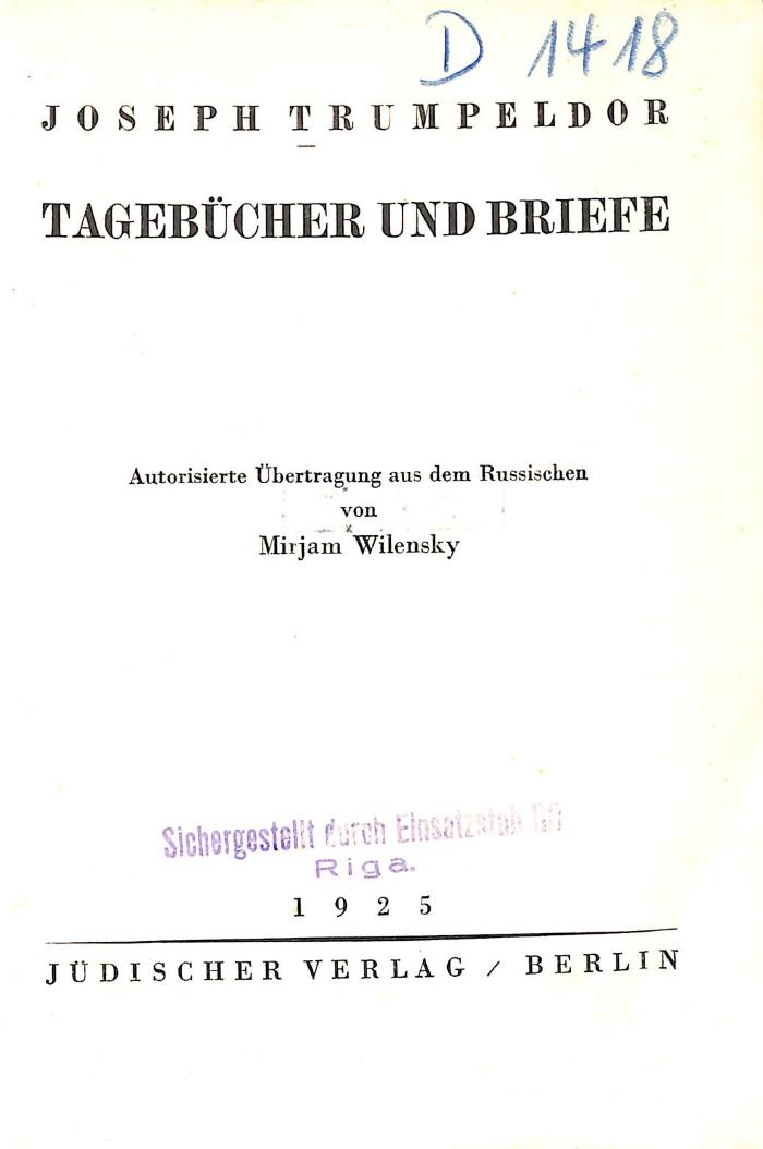 00/9761 : Tagebücher und Briefe  (1925)