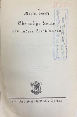 00/13082 : Ehemalige Leute und andere Erzählungen  ([1925])