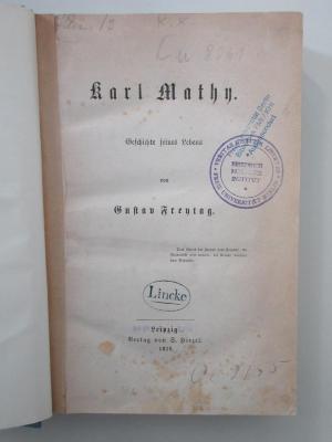 Oc 9155 (ausgesondert) : Karl Mathy : Geschichte seines Lebens. (1870)