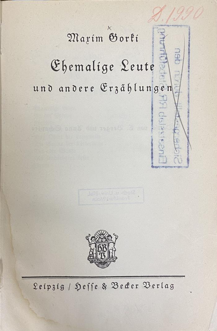 00/13082 : Ehemalige Leute und andere Erzählungen  ([1925])