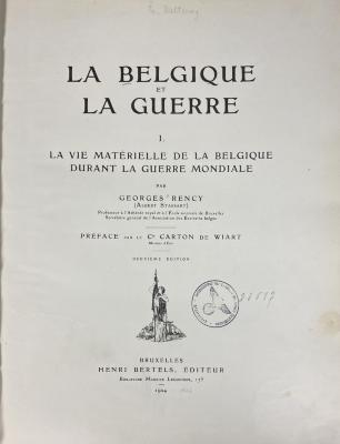Q 00/2381 Bd. 1 : La vie matérielle de la Belgique durant la guerre Mondiale (1924)