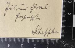 - (Ehas, Julius), Von Hand: Widmung; 'Julius Ehas herzlich Scheffler'. 