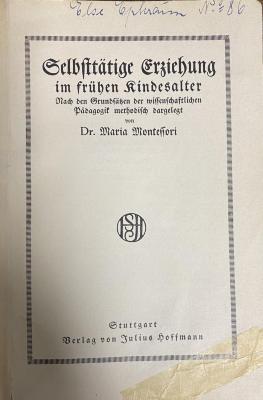 00/22517 : Selbsttätige Erziehung im frühen Kindesalter (1913)