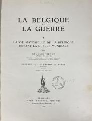 Q 00/2381 Bd. 1 : La vie matérielle de la Belgique durant la guerre Mondiale (1924)