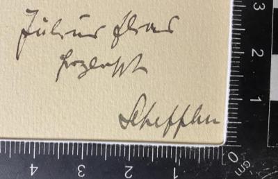 - (Ehas, Julius), Von Hand: Widmung; 'Julius Ehas herzlich Scheffler'. 