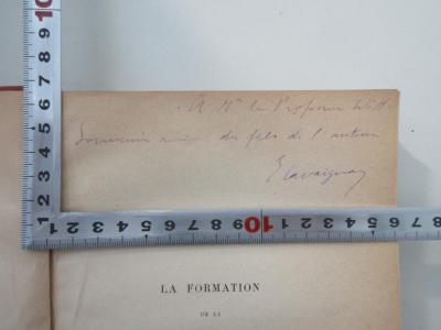 - (Cavaignac, Eugène;Cavaignac, Godefroy), Von Hand: Widmung; 'À M. le Professeur Wittig
Souvenir amical du fils de l`auteur
E. Cavaignac'. 