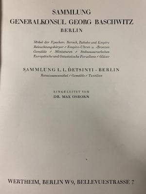 Q 00/2087 : Sammlung Generalkonsul Georg Baschwitz, Berlin (1930)