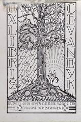 - (Cevaneyk, [?]), Etikett: Exlibris; 'Exlibris Cevaneyk ik weet geen leven dichter naby god dan dat der boomen'.  (Prototyp)