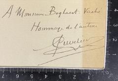 - (Boghaert-Vaché, Arthur), Von Hand: Widmung; '"A Monsieur Boghaert-Vaché Hommage de l'auteur J. Cuvelier"
bzw. "A Monsieur Boghaert-Vaché Hommage cordial J. Cuvelier" oder "A Monsieur Boghaert-Vaché Sauvemi affectiaux J. Cuvelier feirin 1934"'.  (Prototyp)