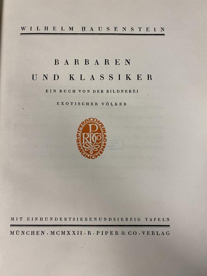 Q 00/1476 : Barbaren und Klassiker (1922)