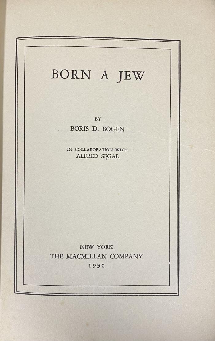 00/19681 : Born a Jew (1930)