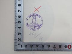 - (Volksbücherei Berlin Schöneberg), Stempel: Berufsangabe/Titel/Branche, Ortsangabe, Nummer; 'Volksbücherei Berlin-Schöneberg
263 / 36'. 