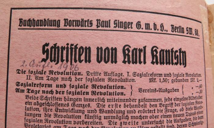 - (unbekannt), Von Hand: Notiz; '[ergänzt:] 2. Aufl. 1906'. 
