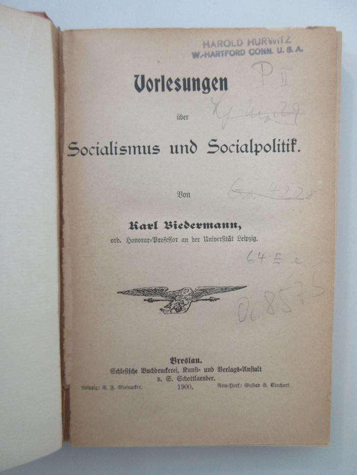 Oc 8575 (ausgesondert) : Vorlesungen über Socialismus und Socialpolitik (1900)