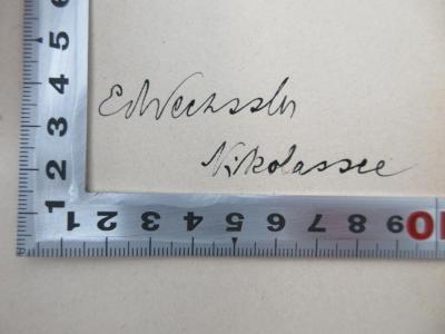 - (Wechssler, Eduard), Von Hand: Name, Ortsangabe; 'Wechssler Nikolassee'. 