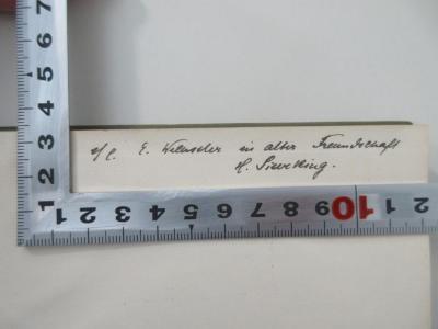 - (Wechssler, Eduard), Von Hand: Widmung; 'E. Wechssler in alter Freundschaft H. Sieveking'. 