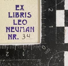 - (Neuman, Leo), Stempel: Name; 'Ex Libris Leo Neuman Nr. #'.  (Prototyp)