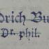 - (Busch, Friedrich Dr.), Stempel: Name, Berufsangabe/Titel/Branche; 'Friedrich Busch / Dr. phil.'. 