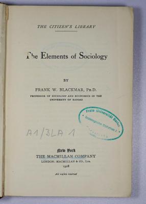 A 1 / BLA 1 : The Elements of Sociology (1908)
