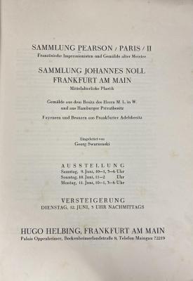 Q 00/2389 : Sammlung Pearson, Paris, II, französische Impressionisten und Gemälde alter Meister, Versteigerung 12. Juni 1928 (1928)