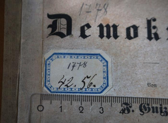 - (Bibliothek der Sozialdemokratischen Partei), Etikett: Signatur; '1778

42.56'. 