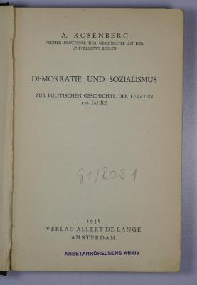 G 1/ROS 1 : Demokratie und Sozialismus. Zur politischen Geschichte der letzten 150 Jahre (1938)
