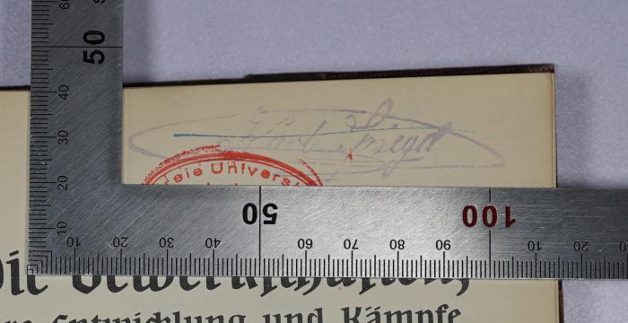G 2/BRA 6 : Die Gewerkschaften, ihre Entwicklung und ihre Kämpfe (1914);- (Spiegel, Karl), Stempel: Name; 'Karl Spiegel'. 