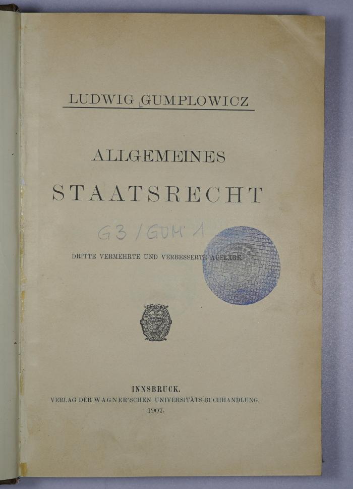 G 3/GUM 1 : Allgemeines Staatsrecht (1907)