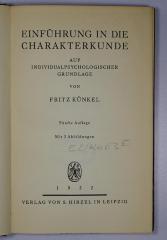 E 2/KUE 3&lt;5&gt; : Einführung in die Charakterkunde auf individualpsychologischer Grundlage
 (1932)
