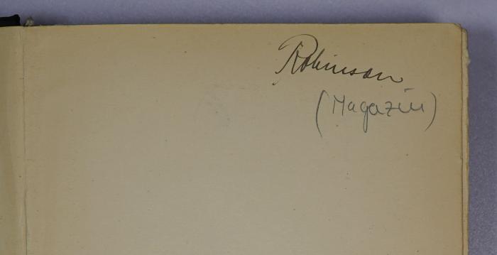 G 1/ROS 1 : Demokratie und Sozialismus. Zur politischen Geschichte der letzten 150 Jahre (1938);-, Von Hand: Autogramm, Name; '[Robinson]'