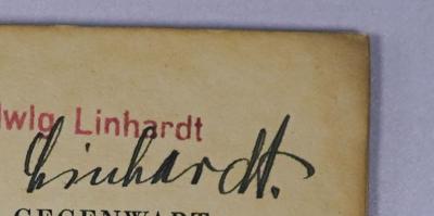 G 1/GER 6 : Liberalismus und Wirtschaftsdemokratie (1930);-, Von Hand: Name; 'Linhardt.'