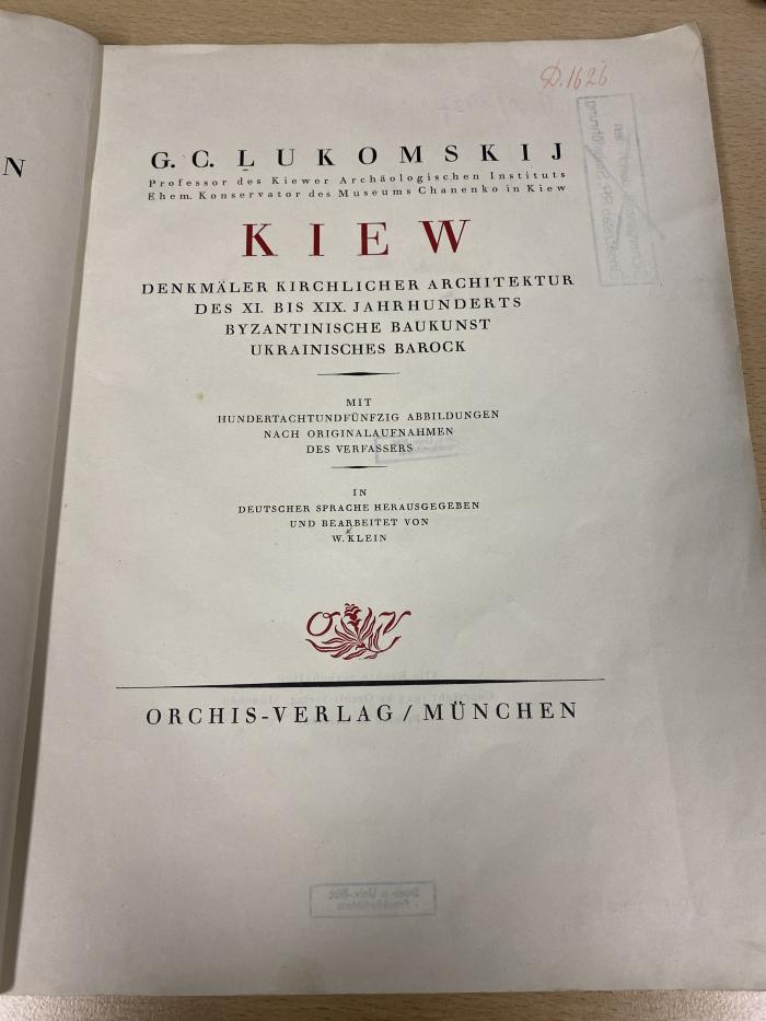 Q 00/1437 : Kiew : Denkmäler kirchlicher Architektur des XI. bis XIX. Jahrhunderts ; byzantinische Baukunst ; ukrainisches Barock (1923)