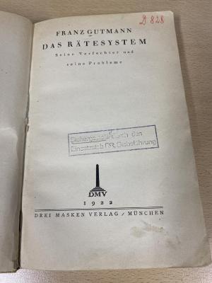 00/8378 : Das Rätesystem : seine Verfechter und seine Probleme (1922)