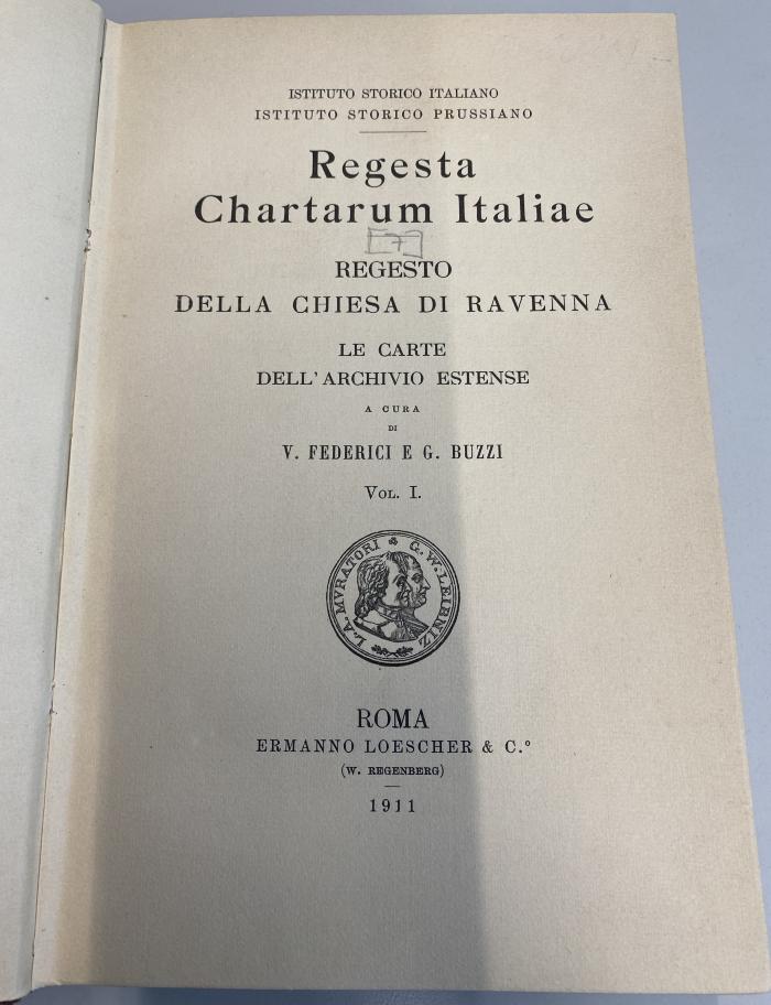 00/23455 Bd. 1 : Regesto della Chiesa di Ravenna (1911)