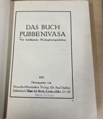 00/10323 : Das Buch Pubbenivasa : vier buddhistische Wiedergeburtsgeschichten (1921)