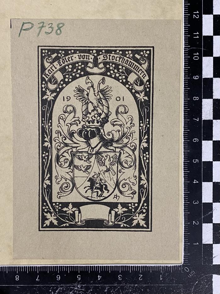 - (Stockhammern, Karl Edler von), Etikett: Exlibris; 'Karl Edler von Stockhammern 1901'.  (Prototyp)