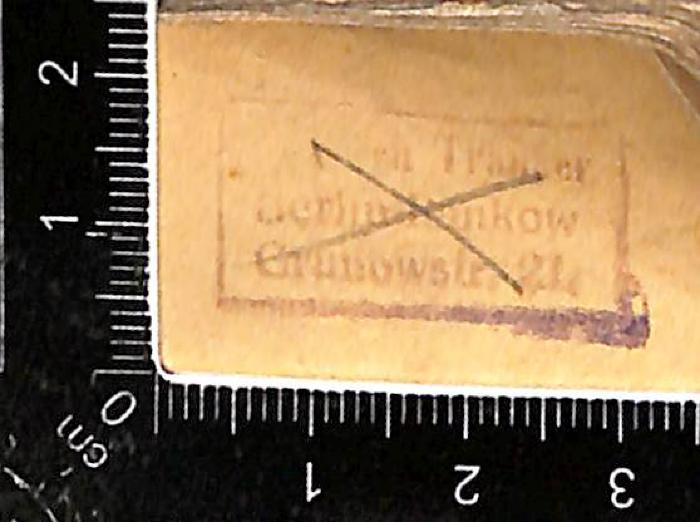 - (Tränker, Heinrich), Stempel: Name; 'Heinrich Tränker Berlin-Pankow Grunowstr. 21'.  (Prototyp)
