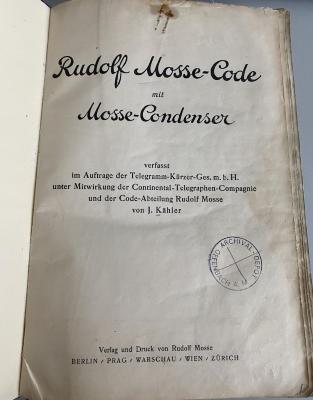 Q 00/1773 : Rudolf Mosse-Code mit Mosse-Condenser (1922)